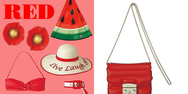 Red, Bag, Fashion accessory, Costume accessory, Shoulder bag, Carmine, Cone, Luggage and bags, Costume hat, Beige, 