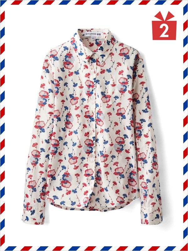 Blue, Pattern, Sleeve, Red, Textile, Collar, White, Style, Electric blue, Carmine, 