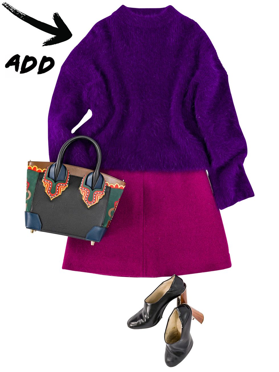 Purple, Violet, Clothing, Pink, Footwear, Magenta, Handbag, Outerwear, Electric blue, Shoe, 