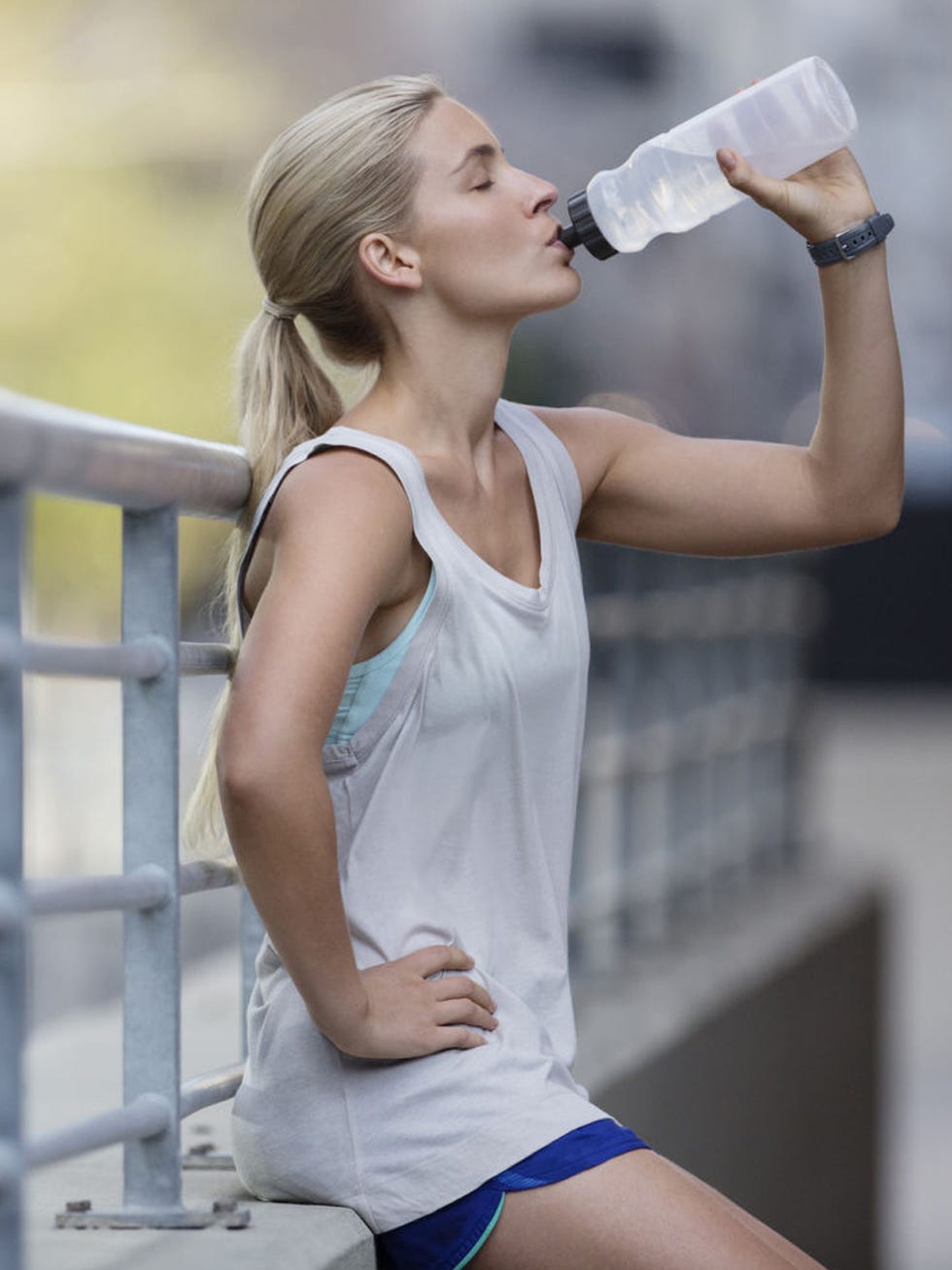 Water, Clothing, Undergarment, Beauty, Shoulder, Arm, Muscle, Blond, Leg, Drinking water, 
