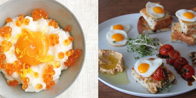 Egg yolk, Food, Meal, Ingredient, Egg white, Finger food, Dish, Breakfast, Serveware, Fried egg, 