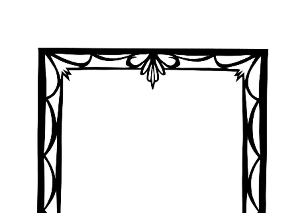 Picture frame, Rectangle, Interior design, Coloring book, Black-and-white, Line art, 