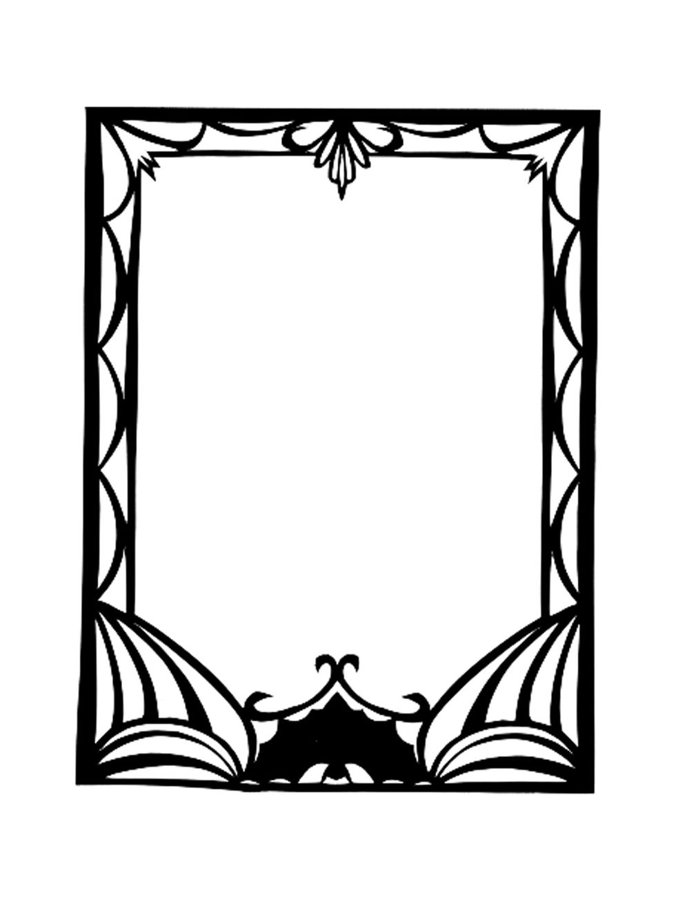 Picture frame, Rectangle, Interior design, Coloring book, Black-and-white, Line art, 