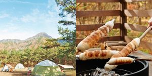 Tent, Cuisine, Dish, Camping, Tints and shades, Bread, Cooking, Rural area, Baked goods, Ingredient, 