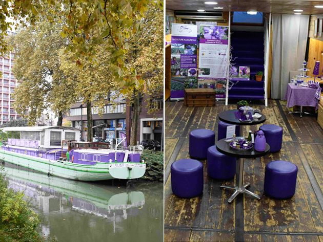 Purple, Watercraft, Waterway, Lavender, Violet, Furniture, Reflection, Boat, Interior design, Channel, 