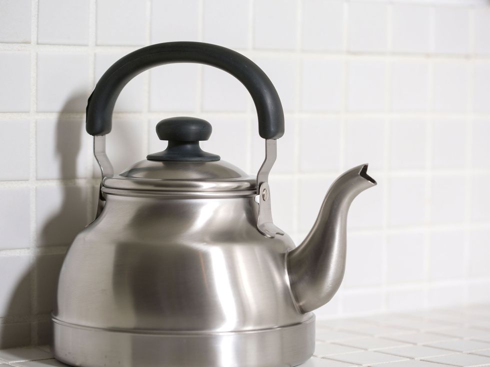 Wall, Serveware, Tile, Lid, Metal, Grey, Iron, Stovetop kettle, Composite material, Still life photography, 