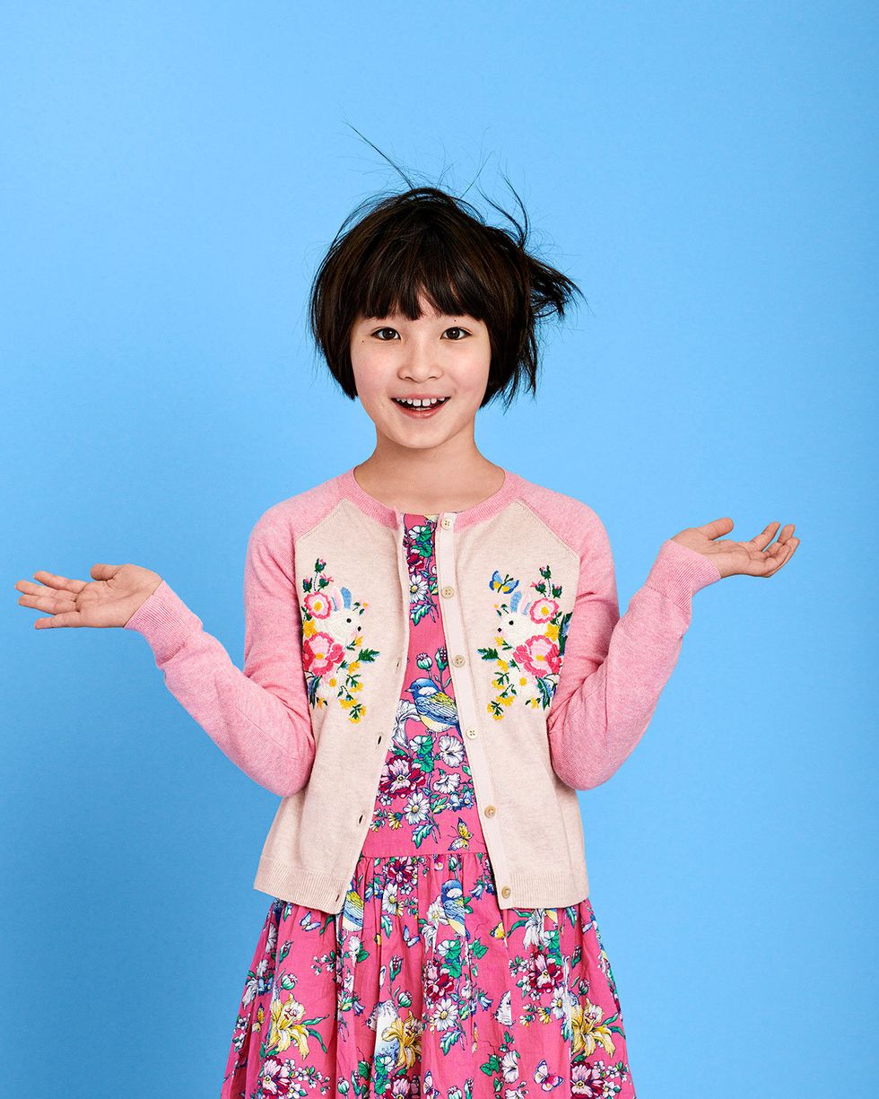 Finger, Happy, Pink, Child, Bangs, People in nature, Baby & toddler clothing, Day dress, Toddler, One-piece garment, 