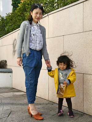 シャツを親子でリンクさせたミックススタイル