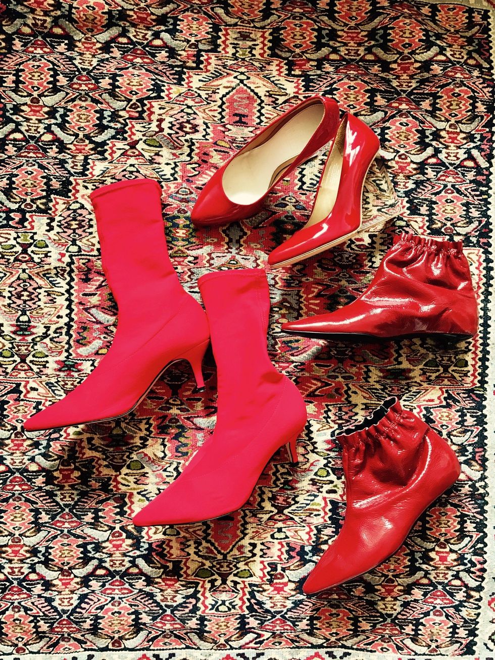 Footwear, Red, High heels, Pink, Shoe, Leg, Court shoe, Design, Carmine, Basic pump, 