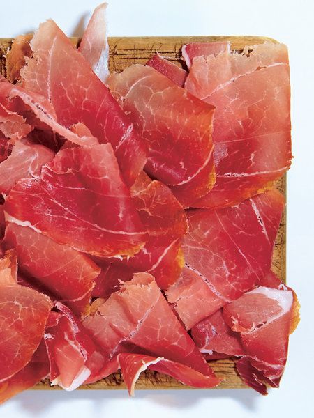 Food, Pink, Prosciutto, Peach, Meat, Jamón serrano, Bayonne ham, Animal product, Salt-cured meat, Orange, 