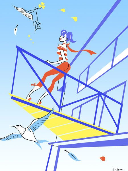 Line, Playing sports, Slope, Electric blue, Parallel, Illustration, Painting, Graphics, Drawing, Stairs, 