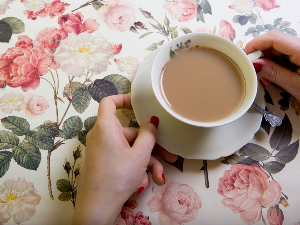 Teacup, Cup, Pink, Petal, Cup, Hand, Coffee cup, Rose, Tableware, Flower, 