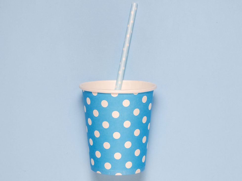 Blue, Drinkware, Party supply, Aqua, Azure, Drinking straw, Teal, Turquoise, Cylinder, Cup, 