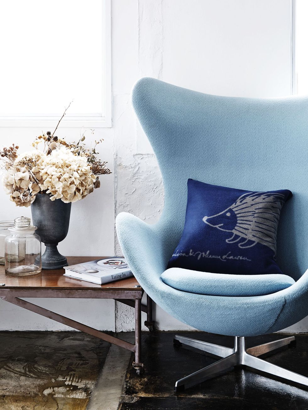 Blue, Room, Floor, Chair, Black, Grey, Teal, Vase, Still life photography, Bouquet, 