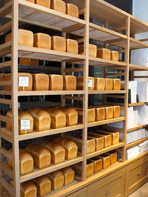 Food, Ingredient, Shelf, Shelving, Hardwood, Tan, Parmigiano-reggiano, Bakery, Plywood, Cheese, 