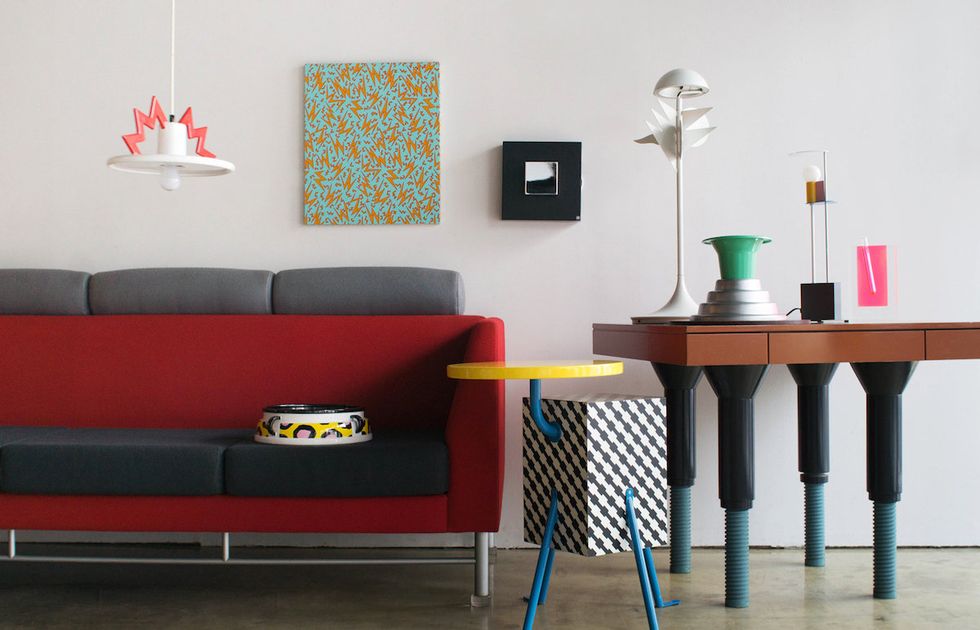 Furniture, Room, Table, Red, Turquoise, Blue, Interior design, Orange, Product, Yellow, 