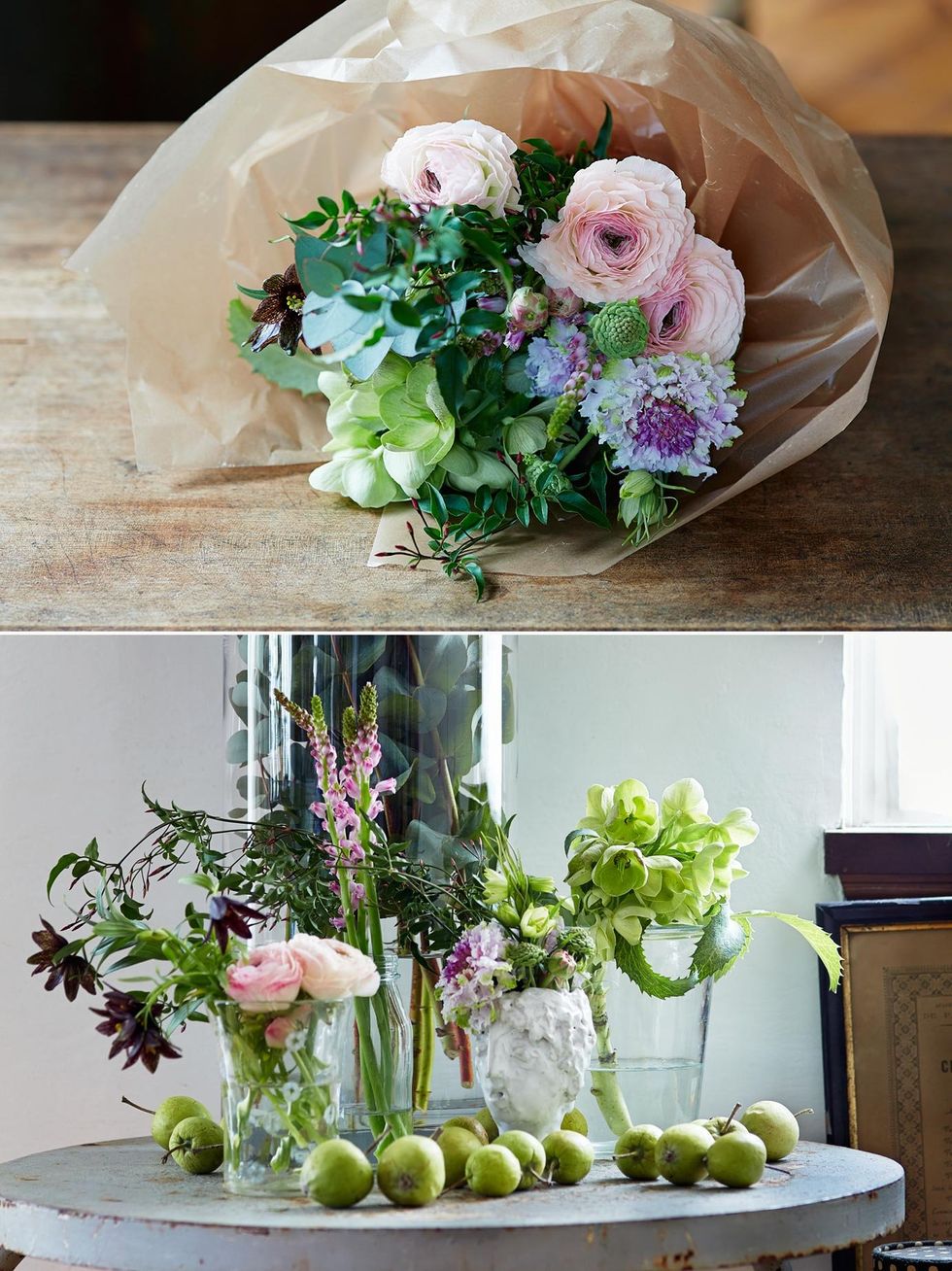 Petal, Flower, Flower Arranging, Bouquet, Floristry, Flowering plant, Purple, Cut flowers, Floral design, Serveware, 