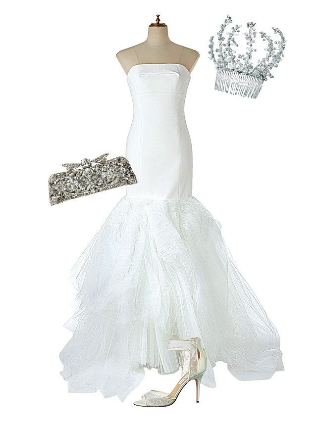 Clothing, Dress, White, One-piece garment, Formal wear, Style, Gown, Pattern, Day dress, Wedding dress, 