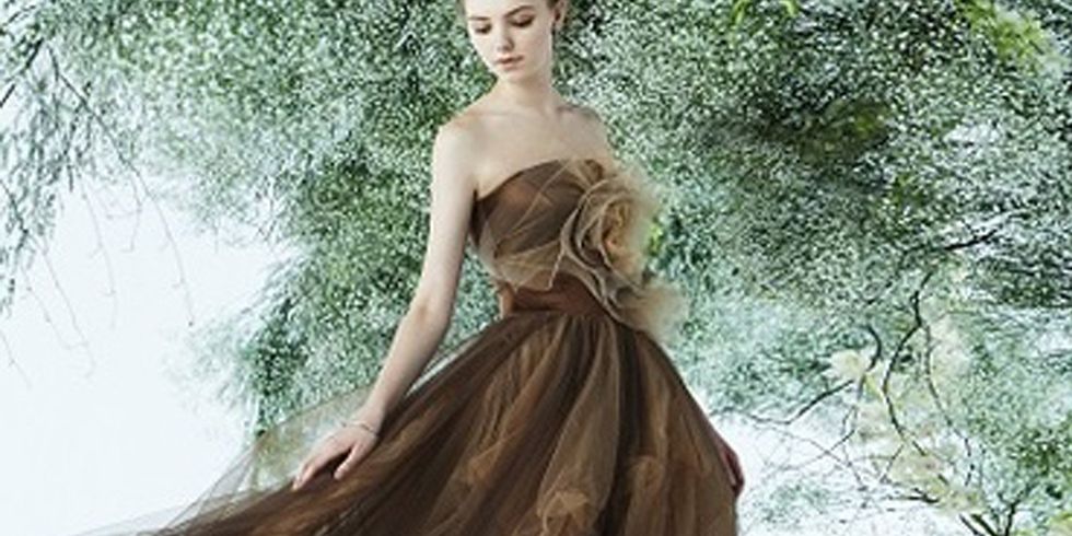 Dress, Fashion model, Clothing, Gown, Beauty, Fashion, Shoulder, Hairstyle, Haute couture, Strapless dress, 
