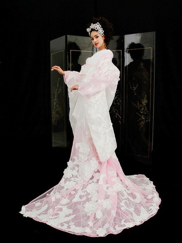 Pink, Dress, Victorian fashion, Gown, Fashion, Costume design, Embellishment, Costume, Wedding dress, Bride, 