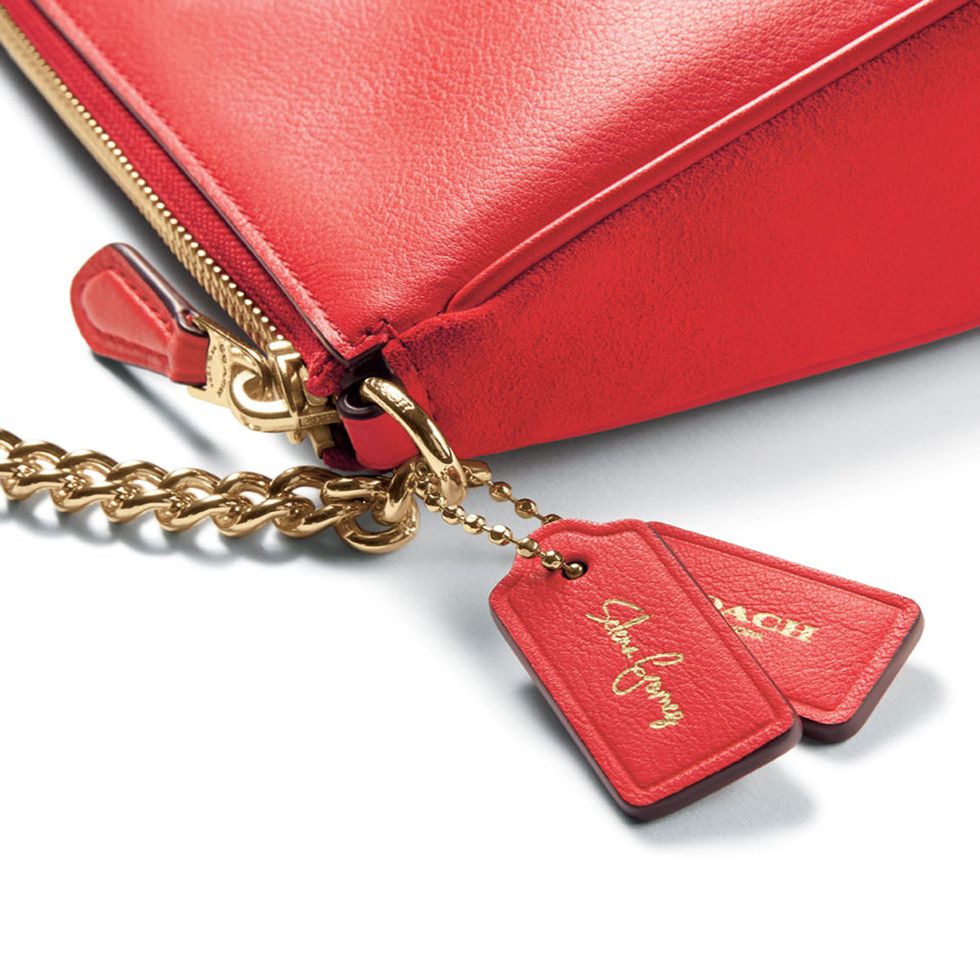 Red, Fashion accessory, Chain, Wallet, Material property, Zipper, Rectangle, Coin purse, Jewellery, 
