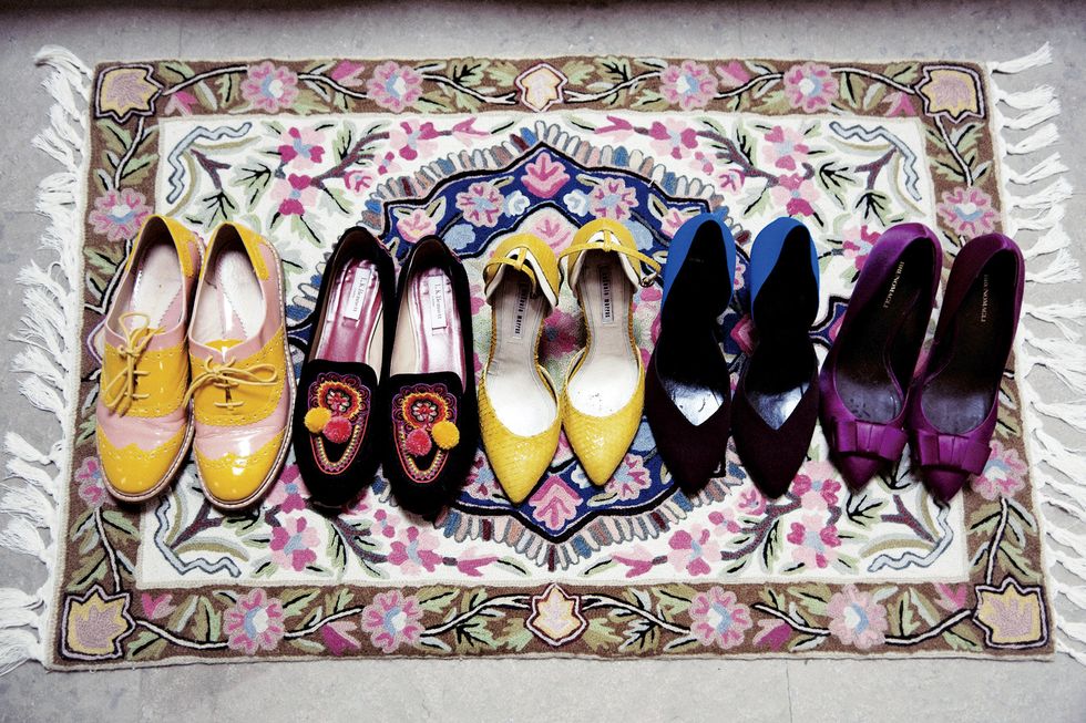 Footwear, Yellow, Purple, Pink, Violet, Lavender, Magenta, Dancing shoe, Fashion design, Collection, 