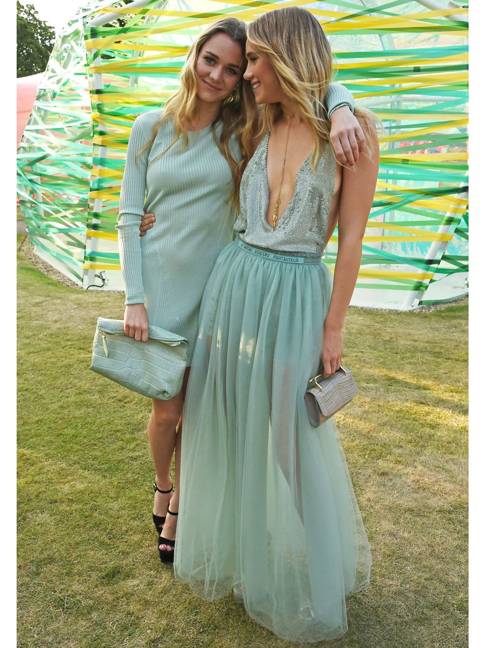 Clothing, Green, Dress, Formal wear, Teal, Summer, People in nature, One-piece garment, Aqua, Turquoise, 