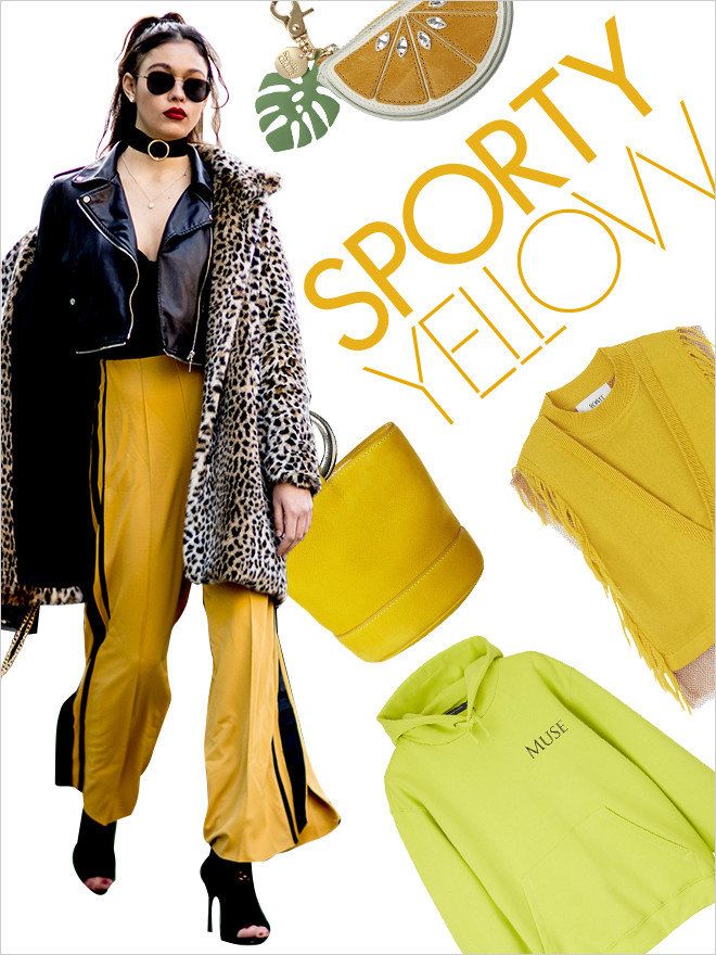 Yellow, Textile, Style, Street fashion, Fashion, Bag, Jacket, Fashion model, Sunglasses, Costume design, 