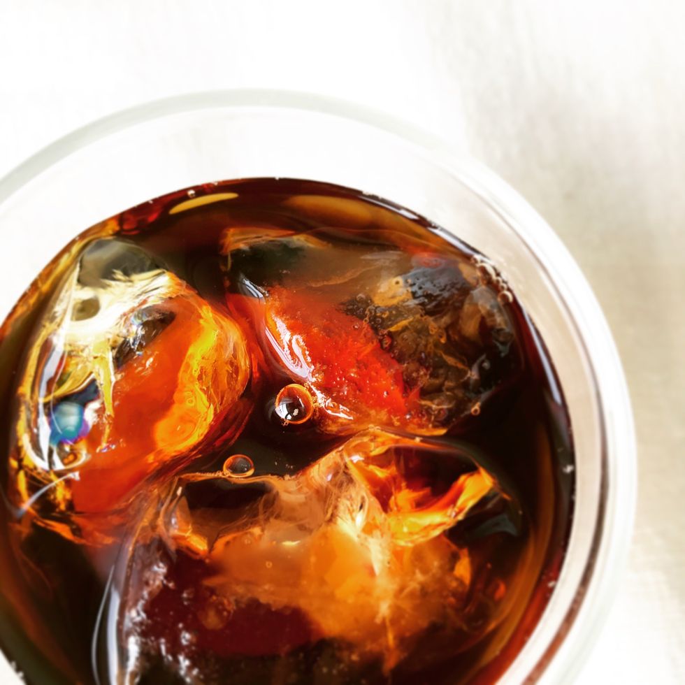 Amber, Black russian, Caramel color, Drink, Amber, Glass, Sphere, 