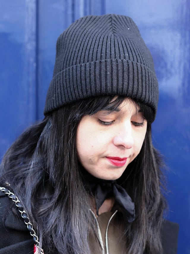 Lip, Mouth, Textile, Winter, Jacket, Black hair, Street fashion, Headgear, Fashion, Black, 