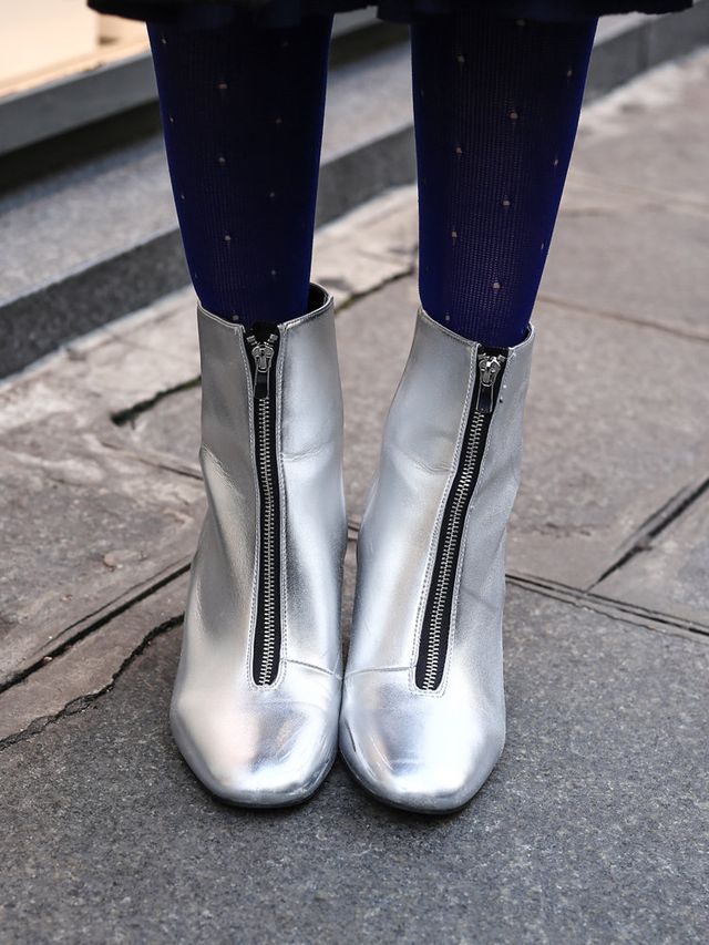 Blue, Grey, Electric blue, Silver, Dress shoe, Knee-high boot, Costume accessory, Court shoe, Steel, 