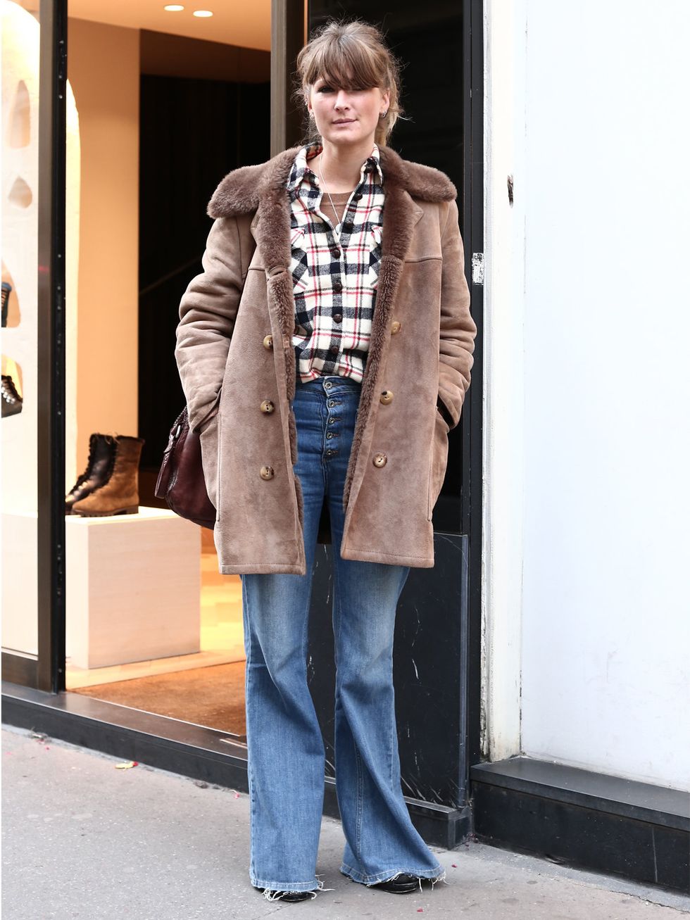 Clothing, Trousers, Denim, Coat, Collar, Outerwear, Standing, Style, Street fashion, Jacket, 