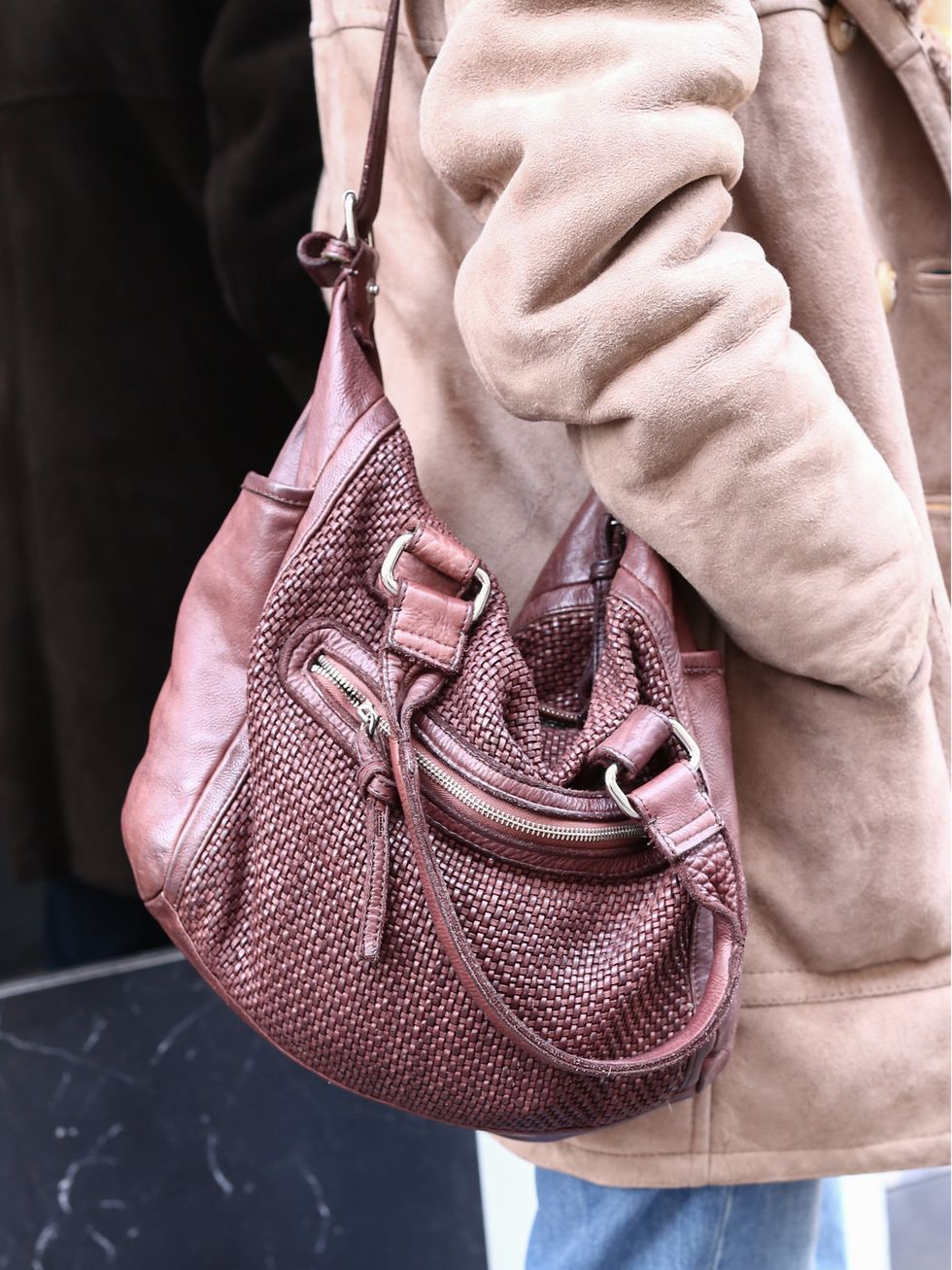 Brown, Bag, Textile, Denim, Style, Fashion, Shoulder bag, Street fashion, Pocket, Leather, 