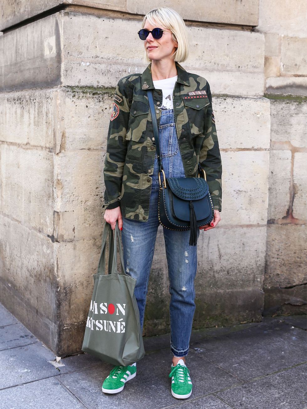 Clothing, Street fashion, Green, Military camouflage, Fashion, Camouflage, Jacket, Jeans, Coat, Outerwear, 