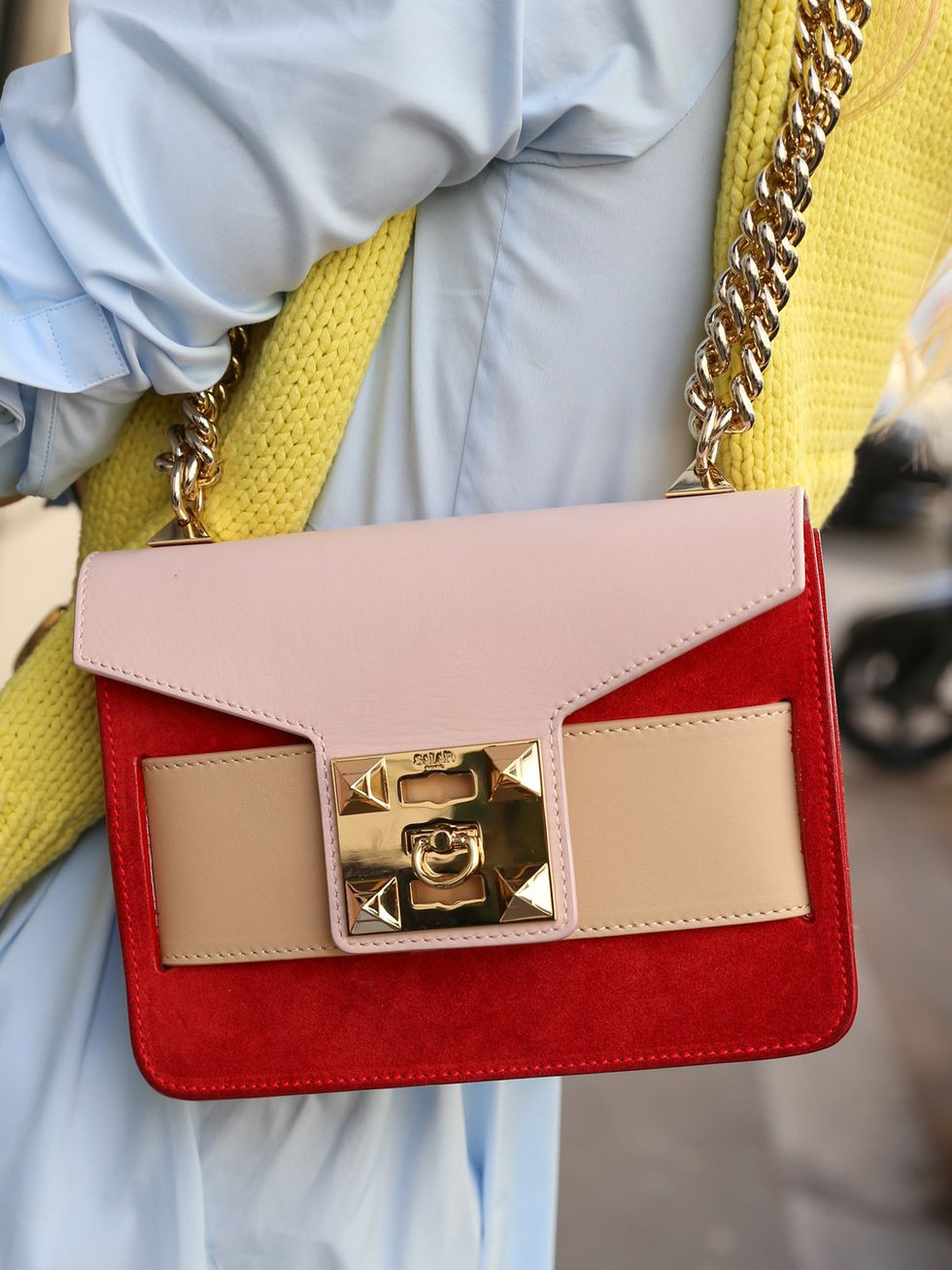 Yellow, Red, Bag, Fashion accessory, Handbag, Wallet, Material property, Beige, Buckle, Leather, 