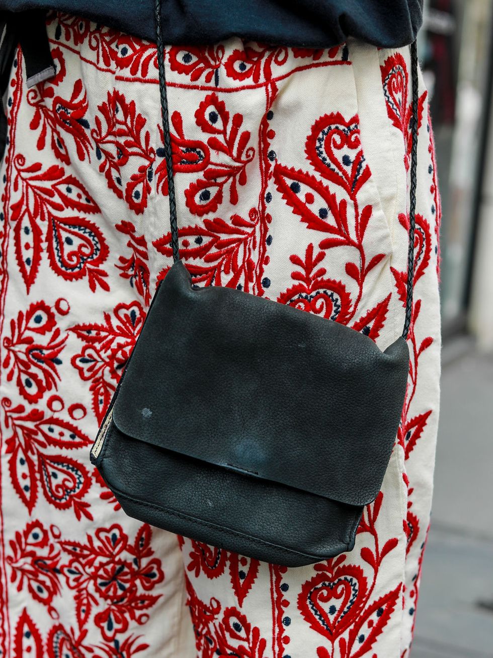 Bag, Red, Design, Shoulder bag, Pattern, Visual arts, Handbag, Pocket, Pattern, Motif, 