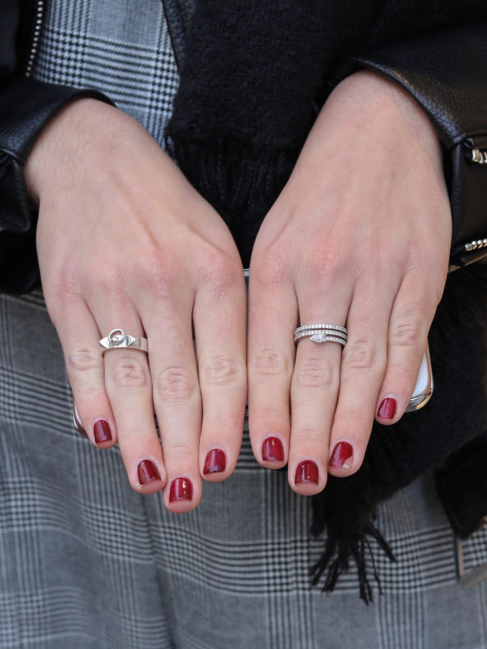 Nail, Finger, Manicure, Nail care, Ring, Hand, Nail polish, Cosmetics, Pink, Engagement ring, 