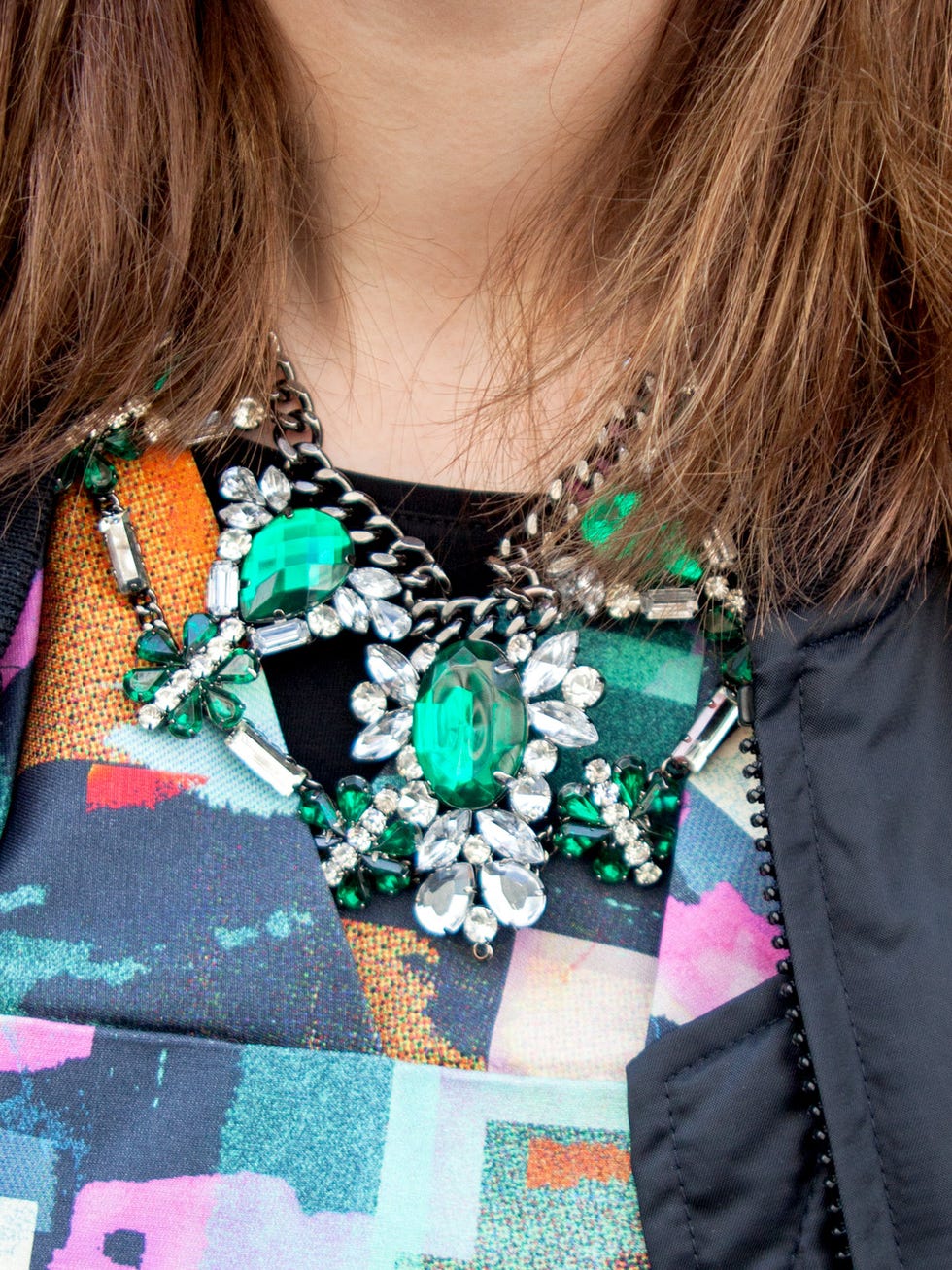 Green, Jewellery, Textile, Collar, Fashion accessory, Teal, Necklace, Fashion, Pattern, Neck, 