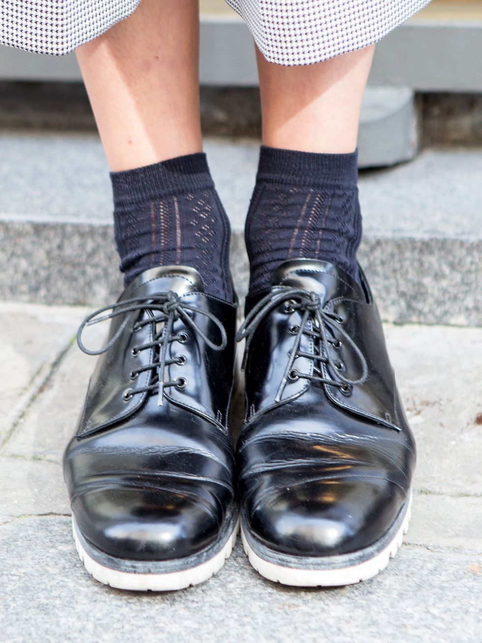 Footwear, Product, Human leg, Joint, Fashion, Black, Sock, Leather, Grey, Street fashion, 