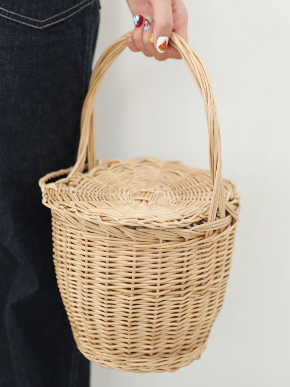 Basket, Storage basket, Wicker, Beige, Home accessories, Picnic basket, 