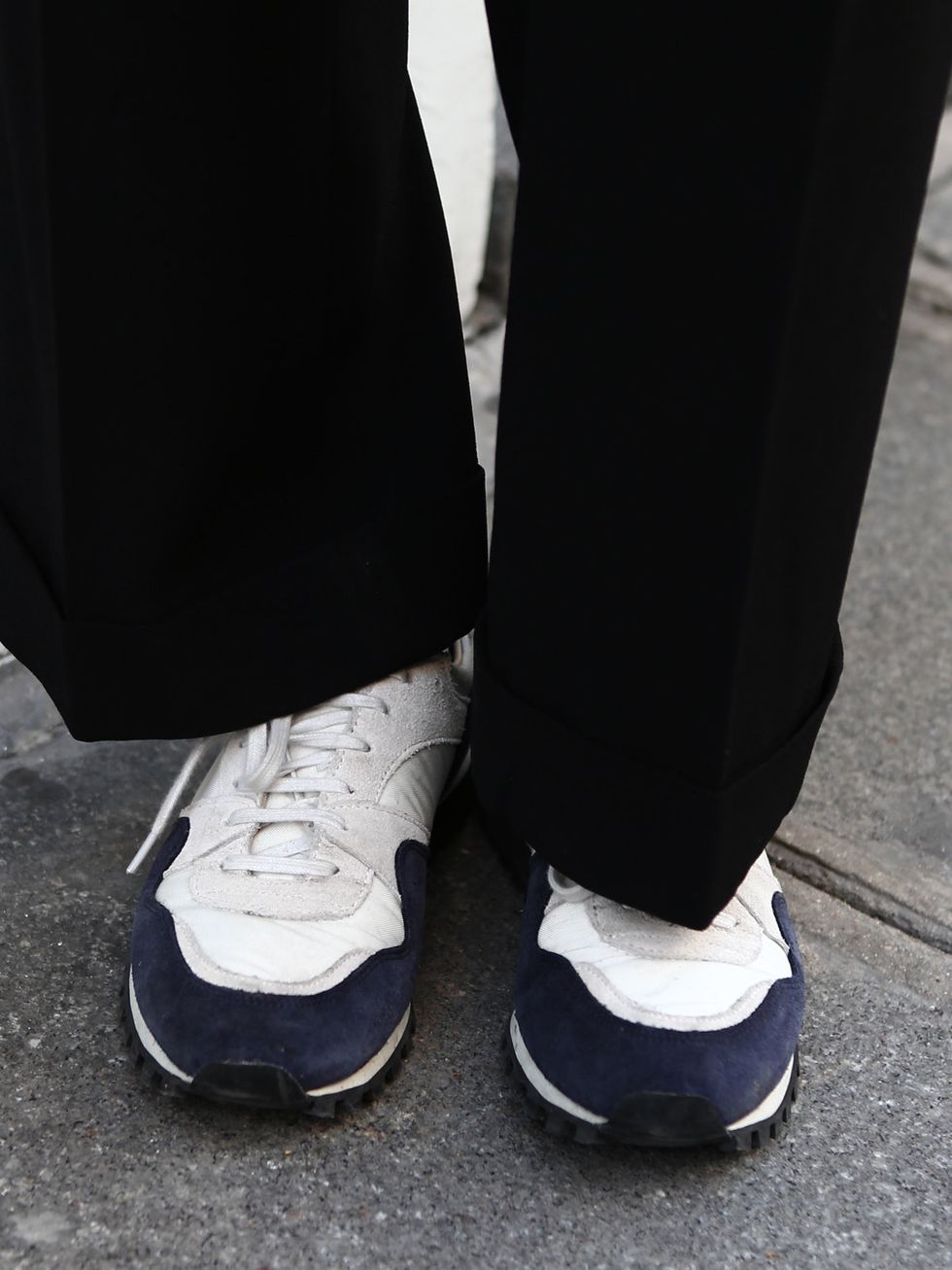 Footwear, Shoe, Human leg, Standing, White, Style, Fashion, Black, Street fashion, Grey, 