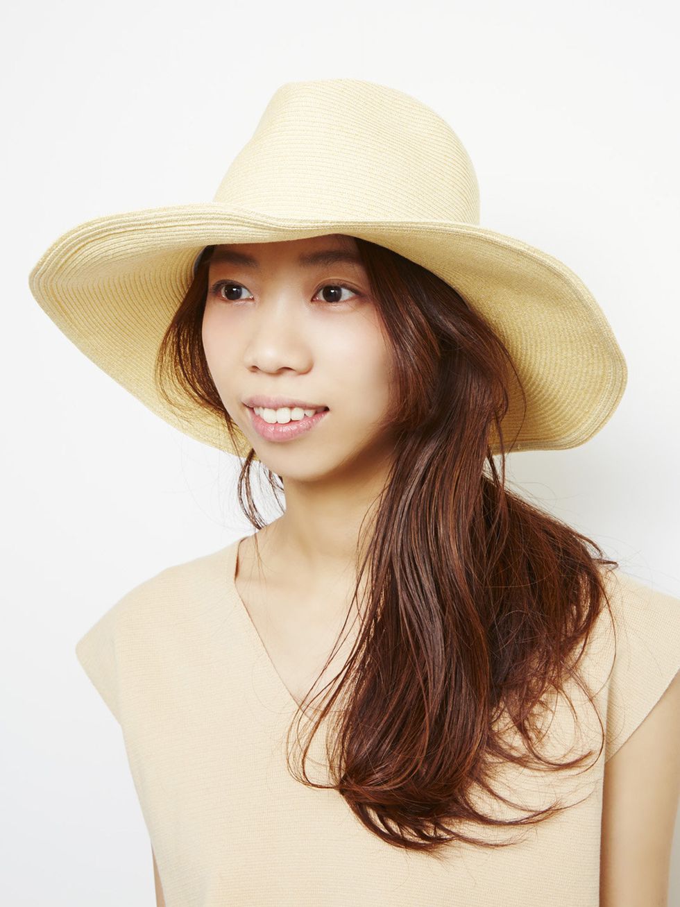 Clothing, Hat, Lip, Brown, Hairstyle, Skin, Sleeve, Chin, Shoulder, Joint, 