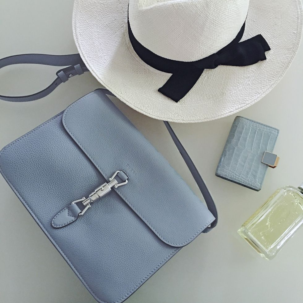 Costume accessory, Bag, Material property, Costume hat, Silver, Wallet, Shoulder bag, Everyday carry, Sun hat, Cosmetics, 