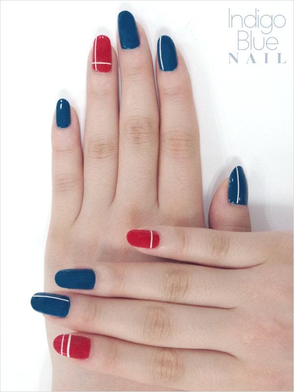 Blue, Finger, Skin, Nail, Nail care, Nail polish, Red, Manicure, White, Style, 