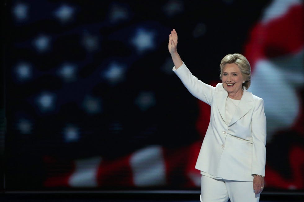 Blazer, Gesture, Blond, Orator, Pleased, Laugh, Pantsuit, Public speaking, Speech, 