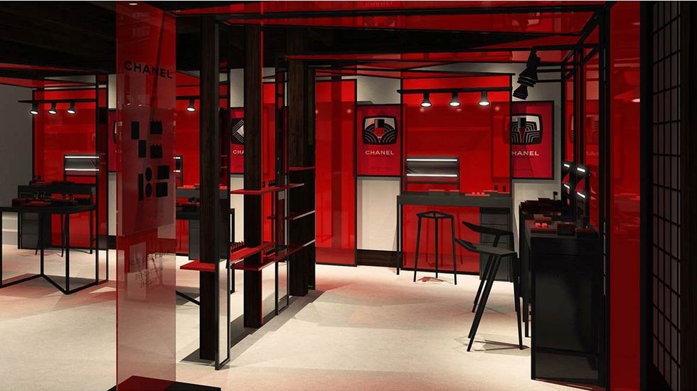 Floor, Red, Interior design, Flooring, Maroon, Coquelicot, Stool, Kitchen appliance, 