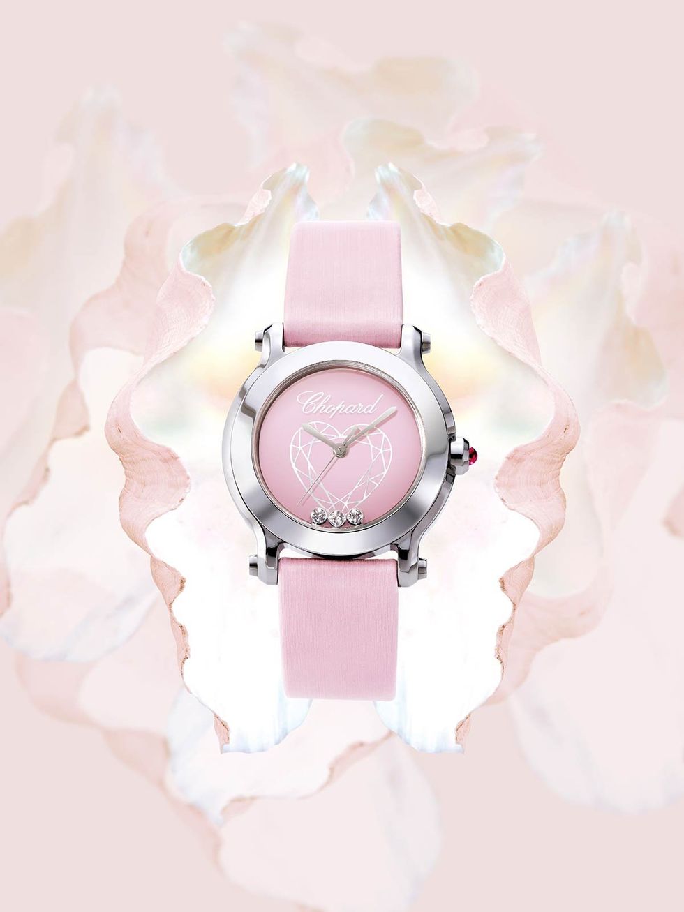 Watch, Pink, Watch accessory, Clock, Peach, Magenta, Analog watch, Strap, Paint, Brand, 