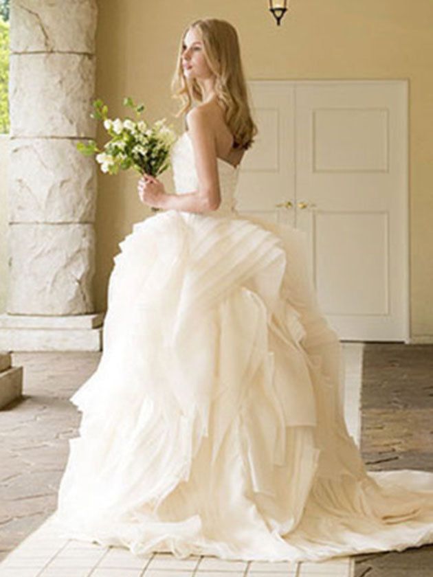 Clothing, Dress, Shoulder, Door, Petal, Formal wear, Bridal clothing, Gown, Wedding dress, Floor, 