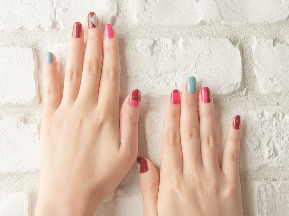 Finger, Toe, Skin, Nail polish, Nail, Nail care, Red, White, Pink, Beauty, 