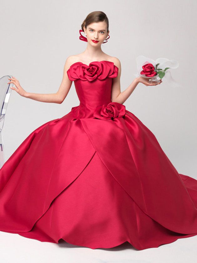 Clothing, Dress, Shoulder, Red, Textile, Pink, One-piece garment, Gown, Style, Petal, 